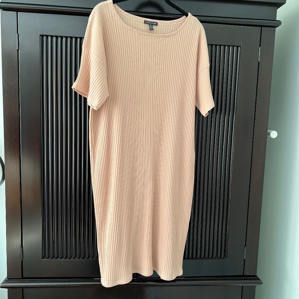 EILEEN FISHER Tencel Stretch Rib Dune Bateau Dress